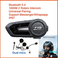 Tansi New F2 Motorcycle Intercom Helmet Bluetooth 5.4 Music Sharing Headset 1000M 2 Riders Wireless 