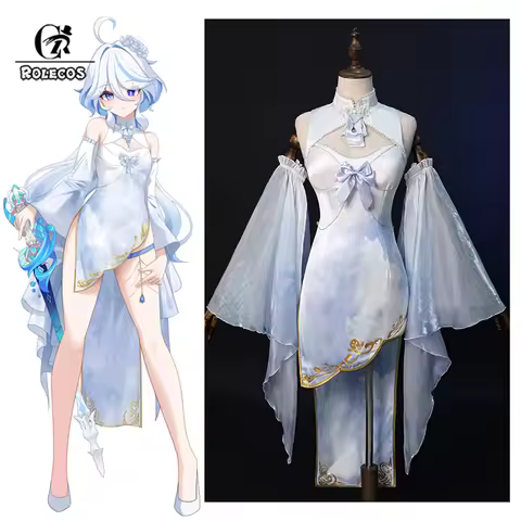 ROLECOS Game Genshin Impact Furina Focalors Cheongsam Fanart Cosplay Costume Furina Focalors Suit Ha