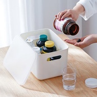 日本霜山 無印風霧面附蓋把手收納盒-S-3入