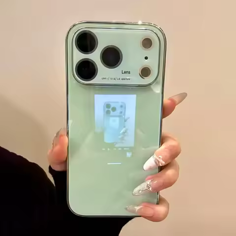 Luxury Bright Glossy Glass Phone Case For iPhone 17 Air 16 Plus 15 14 13 12 Pro Max Camera Lens Prot