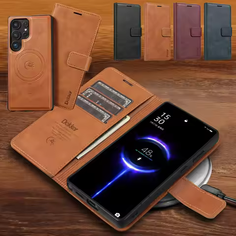 2 In 1 Magnetic Leather Case for Samsung Galaxy S25 Ultra S24 Plus S23 + S25Ultra S25U Wireless Char