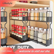 [Lifestyle] Spice Rack Organizer, 2-Tier Pull Out Seasoning Rack for Kitchen Cabinet, Spice Drawer O