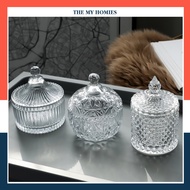 Glass JAM POT Luxurious diamond-patterned glass jam and confectionery jar
