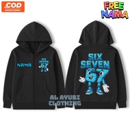 HOT🌼 Hoodie Zipper Anak 67 Steal A Brainrot / Jaket Zipper Anak Anomali 67 Free Nama