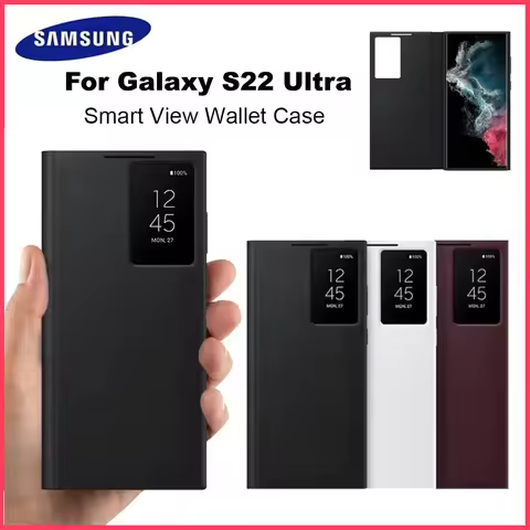 Original SAMSUNG Galaxy S22 Ultra S-View Flip Cover (EF-ZS908) Smart Clear View Cover for Galaxy S22