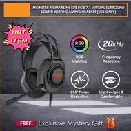 MONSTER AIRMARS N5 LITE RGB 7.1 VIRTUAL SURROUND USB AUDIO INTERFACE WIRED GAMING HEADSET WITH MICRO