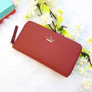 Kate Spade Spencer Zip Around Continental Wallet in Plain Red Saffiano Leather - Ladies Long Wallet