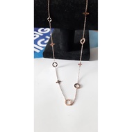 WOMEN'S TITANIUM LV ROUND NECKLACE NO RUST ROSEGOLD COLOR PENDANT