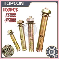 ◩ ♧ 100pcs expansion bolt expansion bolt for concrete expansion screw power anchor bolt 1/4 5/16 3/