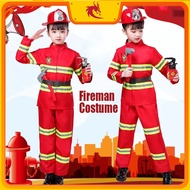 Fireman Costume for Kids Boys Firefighter Career Uniform Work Cosplay Role Play Girl Suit Clothing