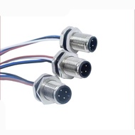 M12 Aviation Socket Flange Socket Pure Copper Gold-Plated Connector Connector 4-Core 5-Core 8-Core 1