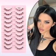 10 Pairs 3D Transparent Stem False Eyelashes Natural Use Thick Makeup Daily Eyelash K9A2 F9I5