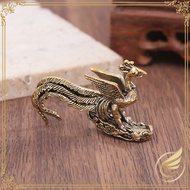 Decor Mini, Brass Statue of Phoenix Riding a Cloud, Small Landscape Decoration Mascot, Tea Table - T