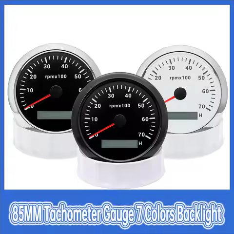 7000RPM Tachometer Gauge 7 Colors Backlight RPM Meter Gauge 85MM Car Gauge Digital Hour Meter for Ma