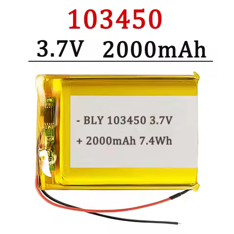 3.7V 2000mAh 103450 Polymer Lithium Battery Lithium Ion Battery For Power Bank GPS 100% Real Capacit