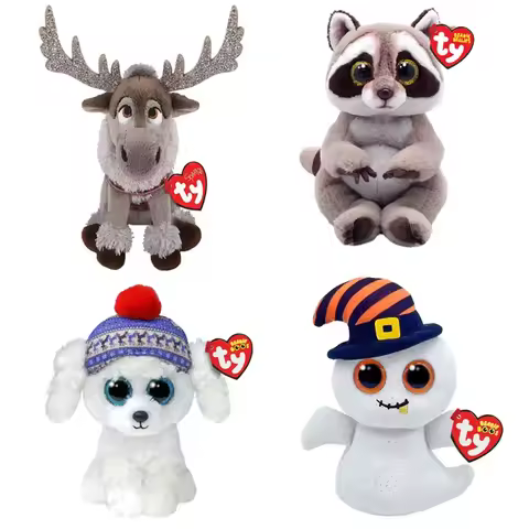 15cm Ty Beanie Big Eyes Stuffed Animal Plush Toys Killer Whale Unicorn Leopard Bat Swan Cat Owl Slot