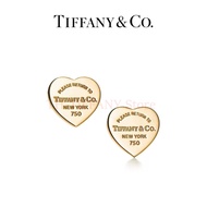 2025 New Tiffany&Co Original Earrings-ต่างหูหัวใจทองสีเหลืองแท็ก Stud โดย Tiffany รูปร่างหัวใจ 18k ก