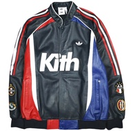 二手 KITH NYC x adidas 25SS 特別版足球飛行員夾克 JD7941 XL，傳奇墨水色。皮質棒球夾克。