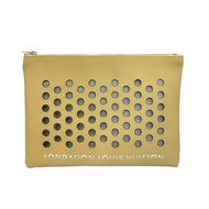 Louis Vuitton LV 博物館基金會鏤空圓點手拿包 焦糖色/ 平行輸入