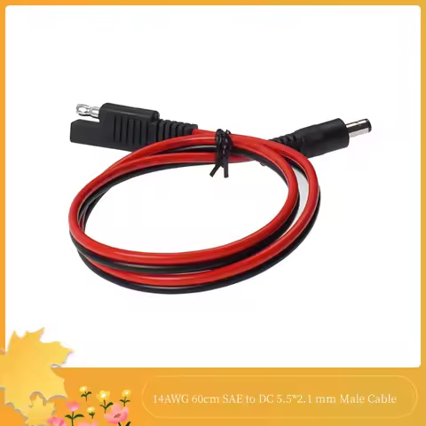 2PCS/LOT 14AWG 60cm SAE to DC 5.5*2.1 mm Male Cable Quick Disconnect Wire Harness Extension Cable fo