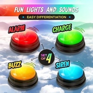 Answer Buzzers for Game Shows 4pcs Game Buzzers with Lights & Sounds Buzz Buttons for Kids or Adults