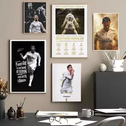 R-Ronaldo Football C-CR7 Poster Prints Soccer Motivational Quotes Canvas Painting Club Bar Paper Vin