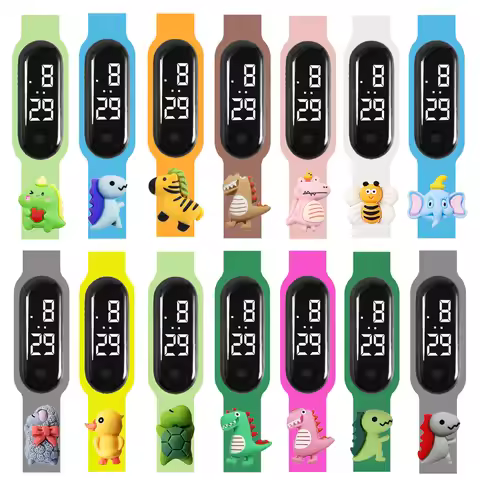 Cartoon Dinosaur Crocodile Children's Watch Waterproof Electronic Digital LED Display Watches Baby H