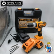 ♚INGCO 20V Lithium-Ion Impact Drill / Cordless Hammer Drill (CIDLI200215) w/ FREE Working Gloves &amp; 3