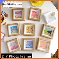 KKGOO Wooden Photo Frame, Mini Ornaments DIY Photo Frame,  Wooden Square Painting Mounting Display P