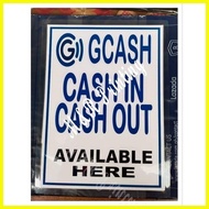 ¤ ☌ ◸ Gcash cash in white signage laminated