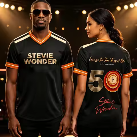 Stevie Wonder Songs in The Key of Life 50th Anniversary Tour T-shirt V-neck Summer Short Sleeve Unis