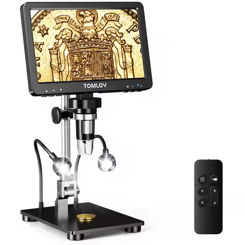 TOMLOV DM9 Pro HDMI Digital Microscope 7'' IPS Screen Microscopes 1200X Entire Coin View 16MP Profes