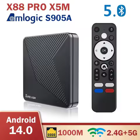 X88 PRO X5M Android 14 Fast Smart TV BOX 4GB 64GB Amlogic S905A 1000M AV1 BT 2.4G&5G Dual Wifi Media