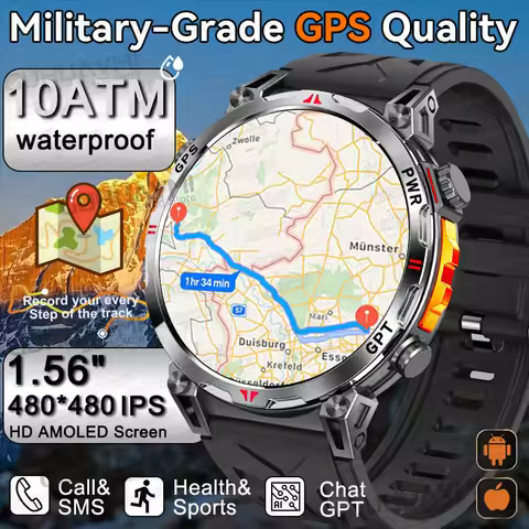 2025New Military GPS Sport Smartwatch Men 650mAh AMOLED Screen Compass Altimeter 10ATM Waterproof He