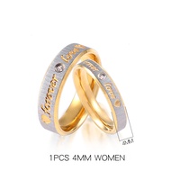 CIFbuy Gold Forever Love Wedding Rings Couple Eternity Engagement Heart and Crystal Men Women Ring In Stainless Steel