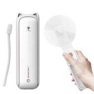 Others - 迷你手持風扇，可攜式手搖風扇，摺疊式電動風扇，配備2000mAh電源，USB可充電風扇帶室外照明，3檔可調 (白色)