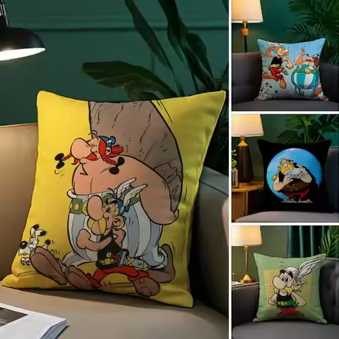 Cartoon A-Asterix And O-Obelix Pillow Case Anti-dustmite Pillowcase Invisible zipper silky short plu