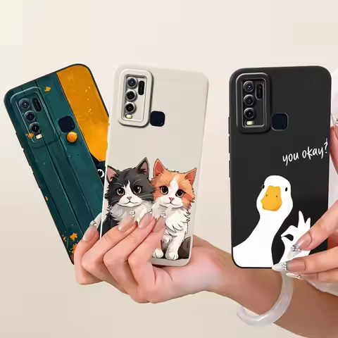 For Vivo Y30 Y50 Case 1935 1938 Cute Cat Duck Cartoon Cover Soft TPU Phone Cases For Vivo Y50 Y 30 V
