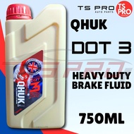QHUK Heavy Duty Brake Fluid Dot 3 - For All Car (Red) 750ml