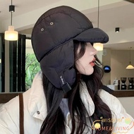 WISDOM Flying Hats, Thickened Ear Protection Skiing Bomber Hat, Korean Version Lightweight Windproof