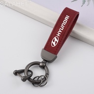Suede Car Keychain Ring Vintage Leather Zinc Alloy Key Chain For Hyundai Tucson IX35 I30 I20 Kona Coupe Veloster Accessories
