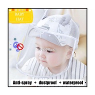 ⊙（Melaka seller) Baby Infant Hat Cover Safety cap Detachable face shield for baby 宝宝防飞沫帽子