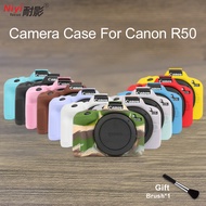 เคสซิลิโคนกระเป๋ากล้องสำหรับ Canon EOS ฝาครอบป้องกัน R50 Canon R50 Mirrorless สีชมพูสีฟ้าสีขาวอุปกรณ์เสริมกล้อง