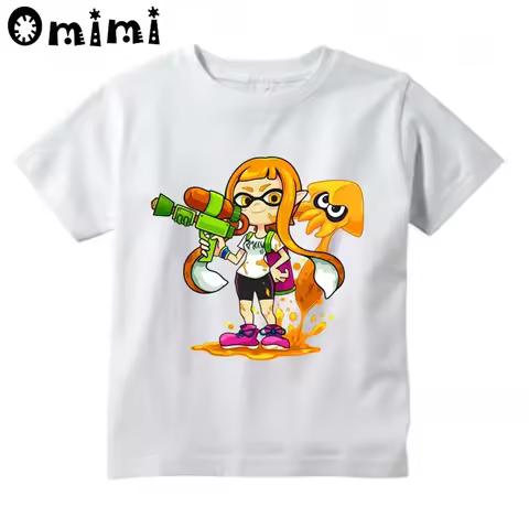 Kids Splatoon Inkling Design T Shirt Boys/Girls Great Kawaii Short Sleeve Tops Children's Funny Game