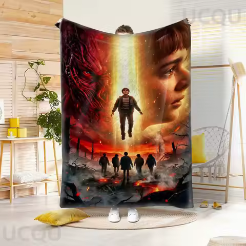 Blanket Multiple Sizes 2D Print Hero Eleven and Monster Design Flannel Material Living Room Use Exci