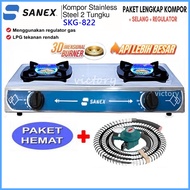 Kompor Sanex SKG-822 Kompor 2 Tungku Stainless Steel Api Biru / Kompor 2 Tungku 3D Burner