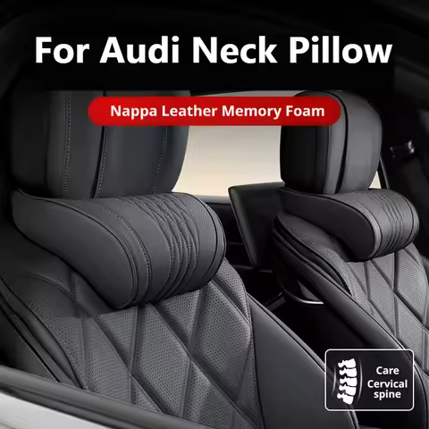 Luxury Memory Foam Perforated Leather Car Headrest Pillow For Audi FY F3 8Y B9 F5 C8 4N D5 4M B7 B8
