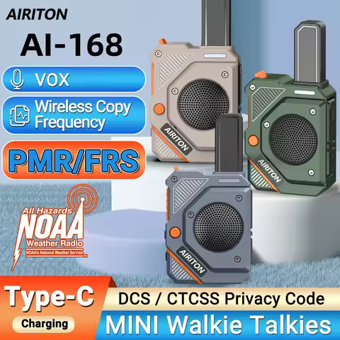 AIRITON AI-168 Mini Walkie Talkies PMR/FRS Wireless Copy Frequency VOX Clear Sound NOAA Type-C Charg