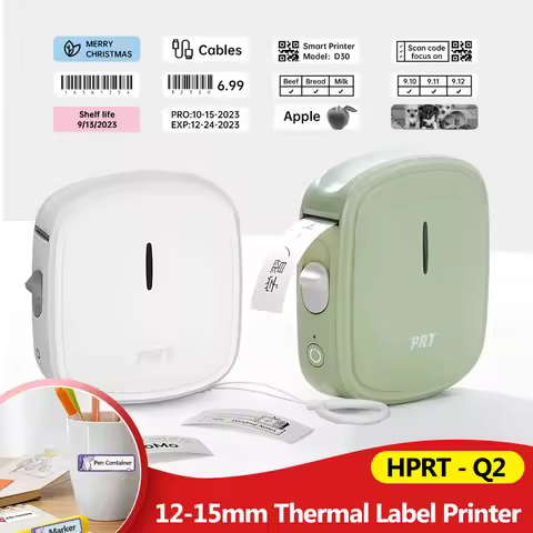 HPRT Q2 Mini Label Printer Bluetooth Pocket Sticker Self-adhesive Maker Tag Price Logo Barcode 12-15