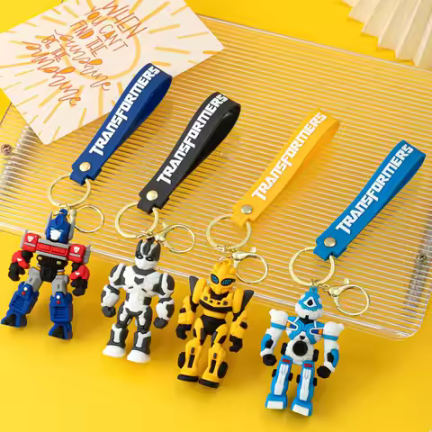 Cartoon Movie Transformer Key Chain Optimus Prime bumblebee robot Key Chains Silicone Car Key Chain 